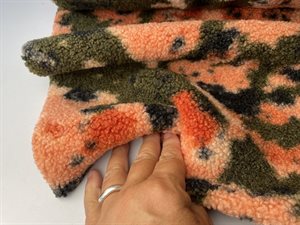 Teddy pels - lækker fersken og armygrøn camouflage